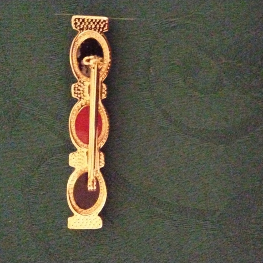 GENUINE STONES PIERCED EARRINGS AND MATCHING PIN SET - Picture 2 of 6